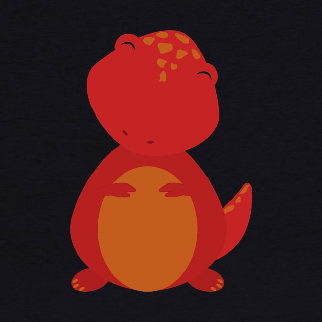 Happy Red Baby Dinosaur by InkyArt